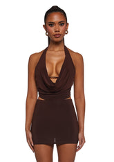 Chart Topper Skirt Set - Brown