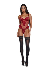 Wild Embrace Lace Bodysuit - Red