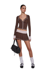 Hallway Season Skirt Set - Brown