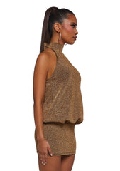 Club Moves Halter Dress - Gold Glitter