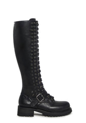 Spiked Knee High Lace Up Boots