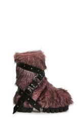 Low Wild Instincts Faux Fur Combat Boots - Pink