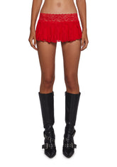 Fierce Flirt Lace Skirt - Red