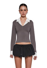 Eleanor Collared Long Sleeve Top