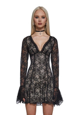 Autumn Stroll Lace Dress - Black
