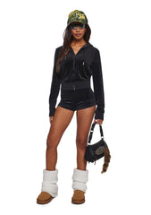 Solid Hot Shorts With Ombre Hotfix