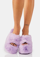 Lavender Gravity Faux Fur Sandals