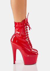 Adore-1020 Platform Ankle Boots-Red