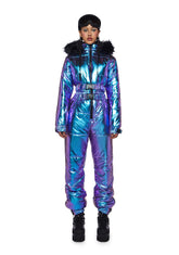 Aurora Beam Holographic Snowsuit - Blue