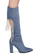 Jacqueline Heeled Boots - Denim