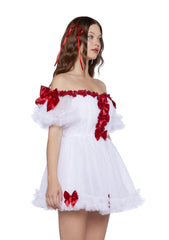 Winter Rose Mini Dress - White