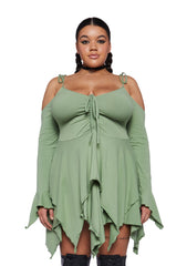 Plus F Is For Fairies Handkerchief Dress - Sage