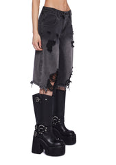 Streetwise Maven Denim Shorts - Black