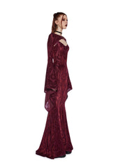 Druid’s Wife Maxi Dress And Shrug Set - Dark Red