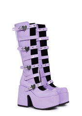 Camel-223 Platform Glow In The Dark Knee High Boots