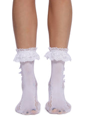 Shadow Lace Crew Socks - White