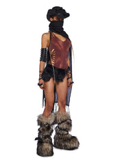 Endless Horizon Shredded Romper - Red