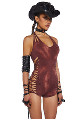 Endless Horizon Shredded Romper - Red