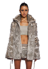 Chamber Faux Fur Jacket With Removable Sleeves - Light Brown