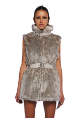 Chamber Faux Fur Jacket With Removable Sleeves - Light Brown