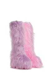 Liquid Rhythm Faux Fur Boots - Pink