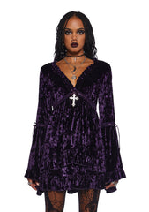 Real Divinity Mini Dress - Purple Velvet