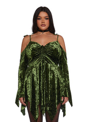 Plus F is For Fairies Handkerchief Dress - Olive Velvet