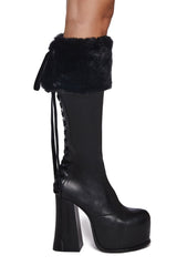 Sweetest Wishes Platform Boots - Black