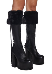 Sweetest Wishes Platform Boots - Black