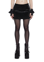Obscure Darkness Velvet Mini Skirt