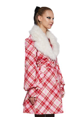 Holiday Party Plaid Trench Coat