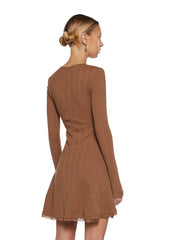 Mid Century Date Thermal Dress - Brown