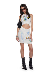 Butterfly Cut Out Ribbed Dress