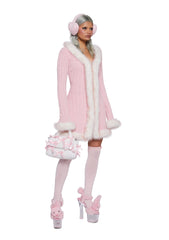 Furry Foe Long Cardigan - Pink
