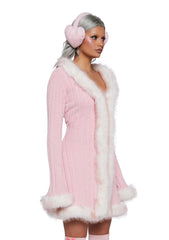 Furry Foe Long Cardigan - Pink