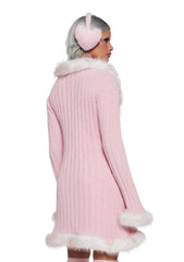 Furry Foe Long Cardigan - Pink
