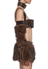 Chamber Faux Fur Arm Warmers - Dark Brown