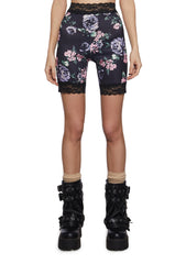 Rumor Romance Biker Shorts - Black Floral