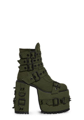Hardcore Life Buckle Boots - Green
