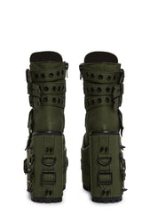 Hardcore Life Buckle Boots - Green