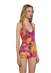 Endless Horizon Shredded Romper - Orange