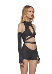 Chord Romper With Gloves