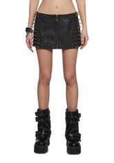 Warp Spiked Mini Skirt With Zippers - Black