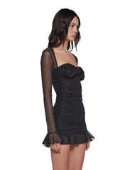 Shimmer Glimpses Long Sleeve Dress - Black