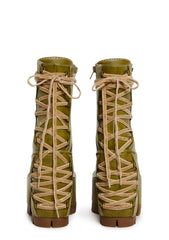 Woodland Lucid Dream Corset Boots - Green