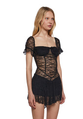 Crushes And Dreams Lace Dress - Black