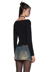 Text Me Long Sleeve Top - Black