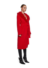 Winter Hearts Faux Fur Coat - Red