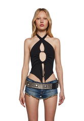 Party Balance Halter Top - Black