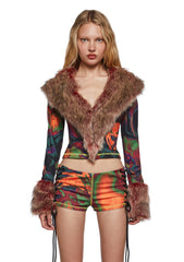 Psytrance Zone Faux Fur Top